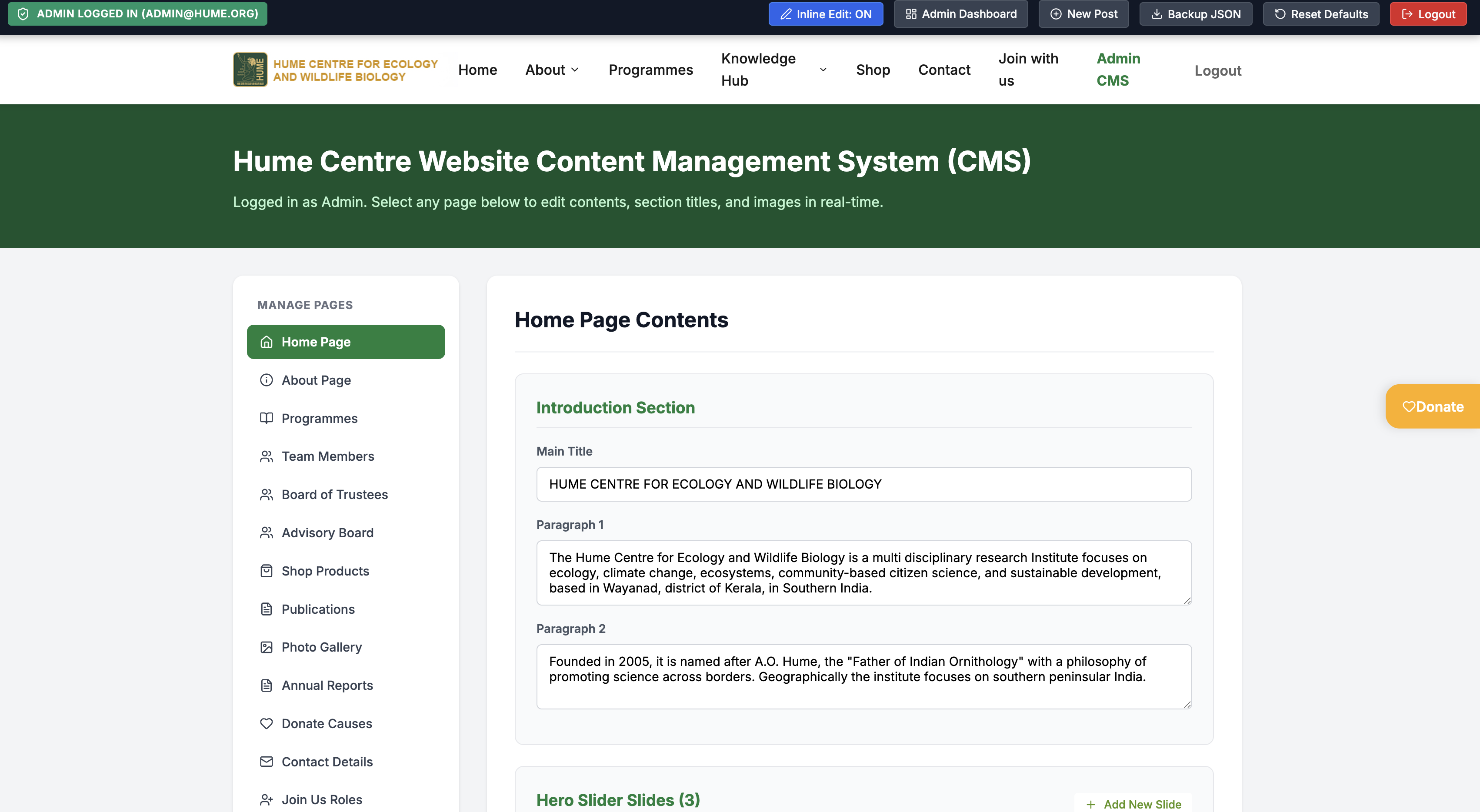 Content Management System for NGOs