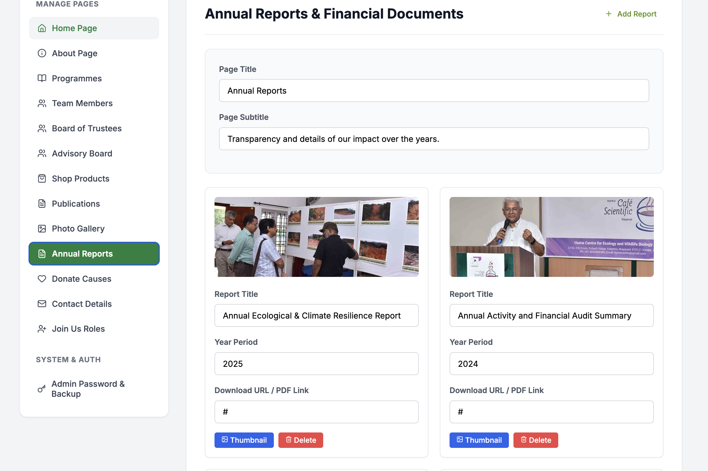 Content Management Admin Panel